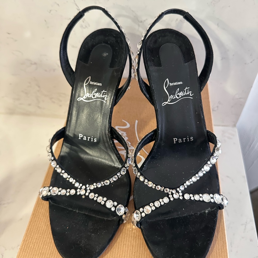 Christian Louboutin Black Crystal Embellished Heels
